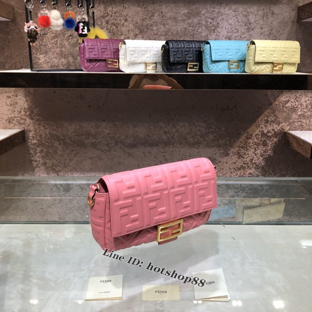 FENDI精品女包 芬迪BAGUETTE中號羊皮手袋 Fendi 0191M迷你肩背斜挎包 fdzg2536